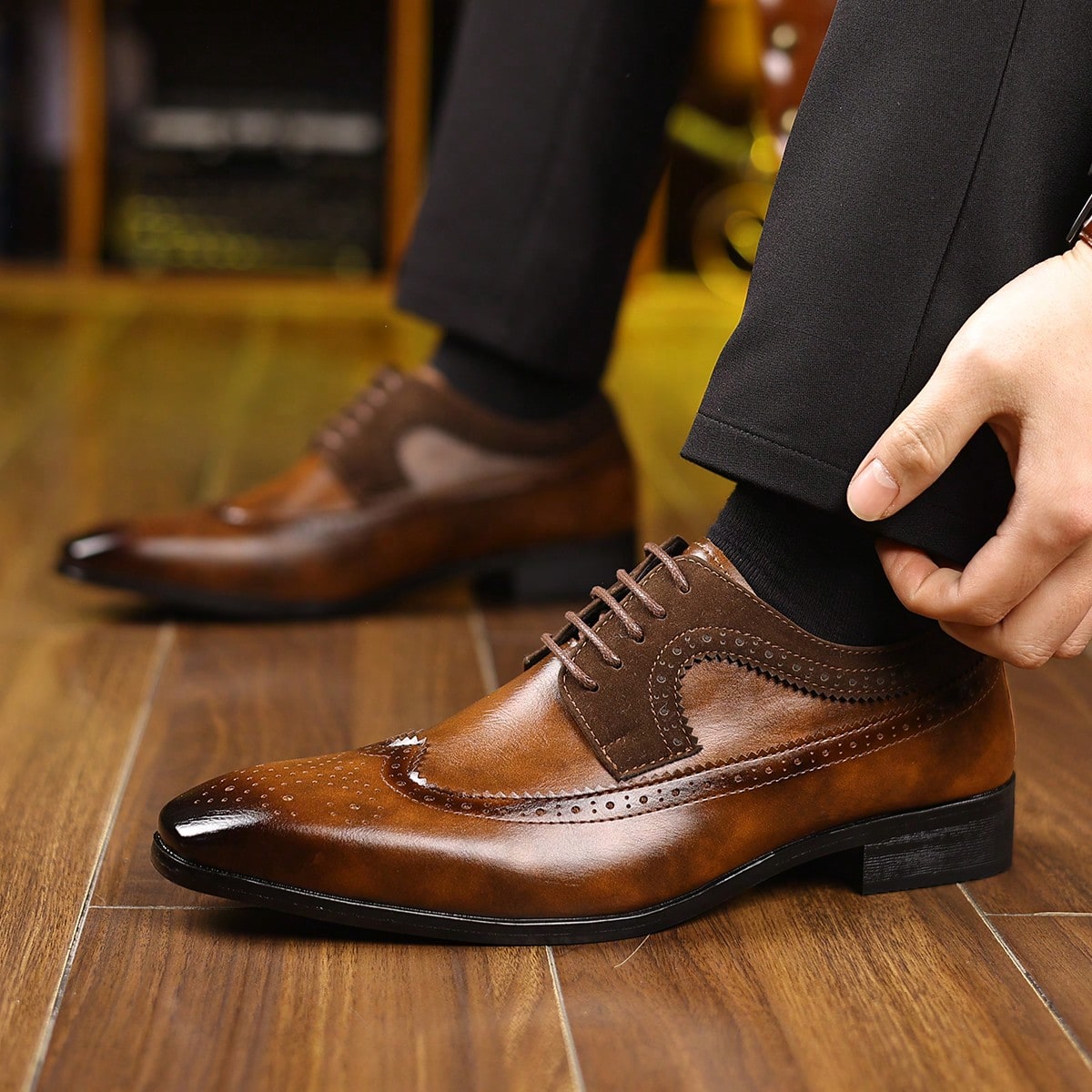 Wingtip Brogue Lace‑Up Dress S - Formal Men Daily Wear Footwear 评论和价格