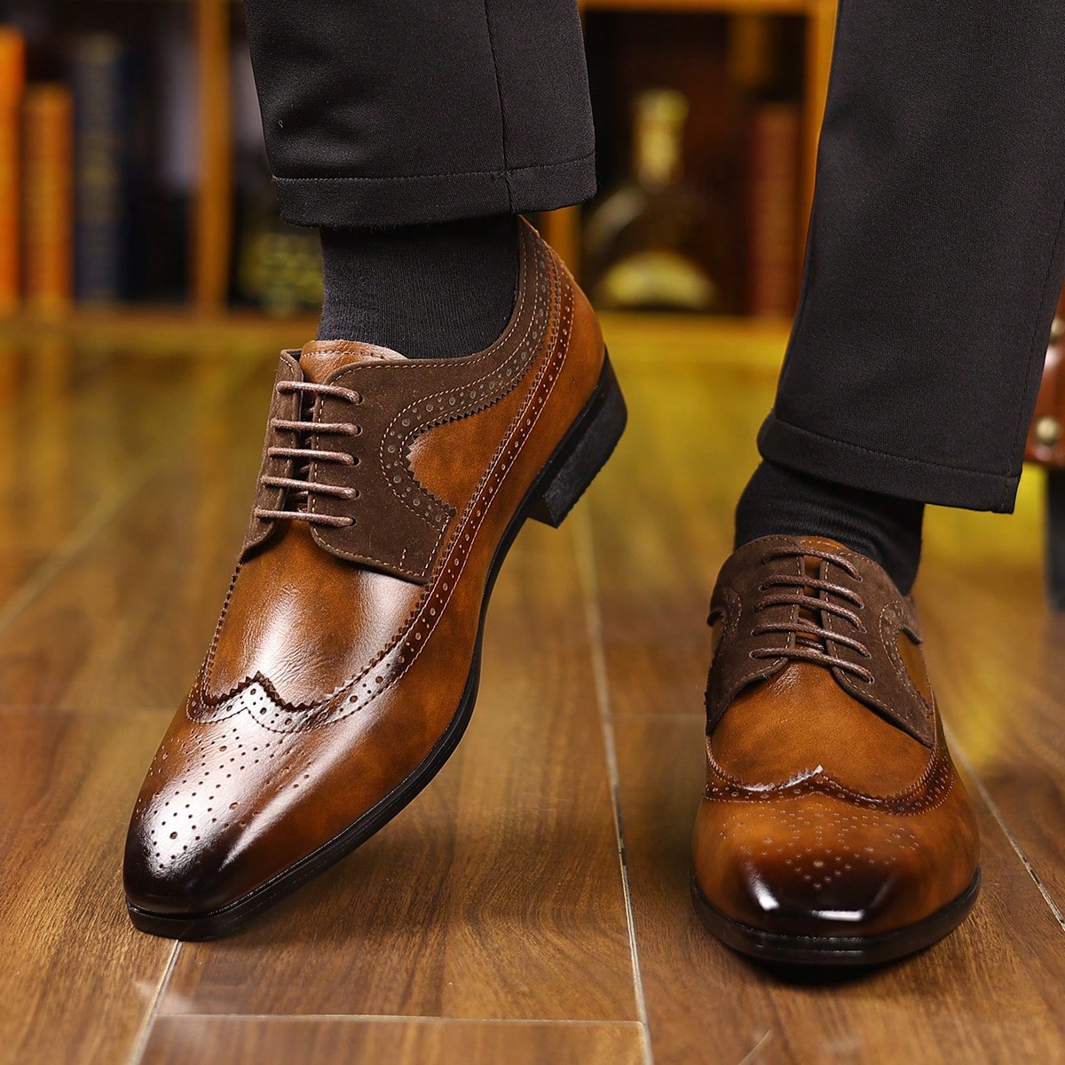 Wingtip Brogue Lace‑Up Dress S - Formal Men Daily Wear Footwear 评论和价格