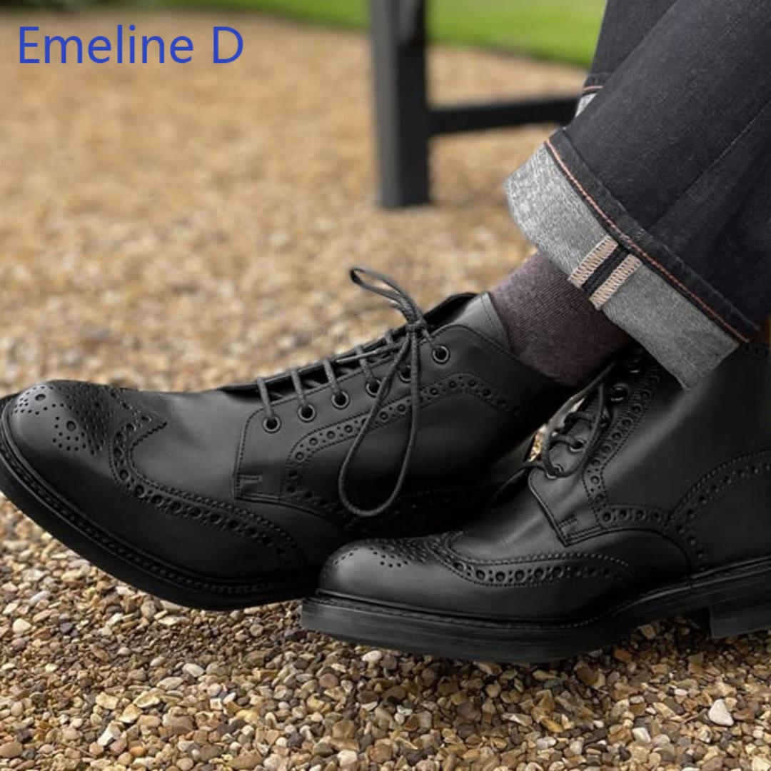 Men Brogue Ankle Boots Genuine - Formal Men Daily Wear Footwear 评论和价格