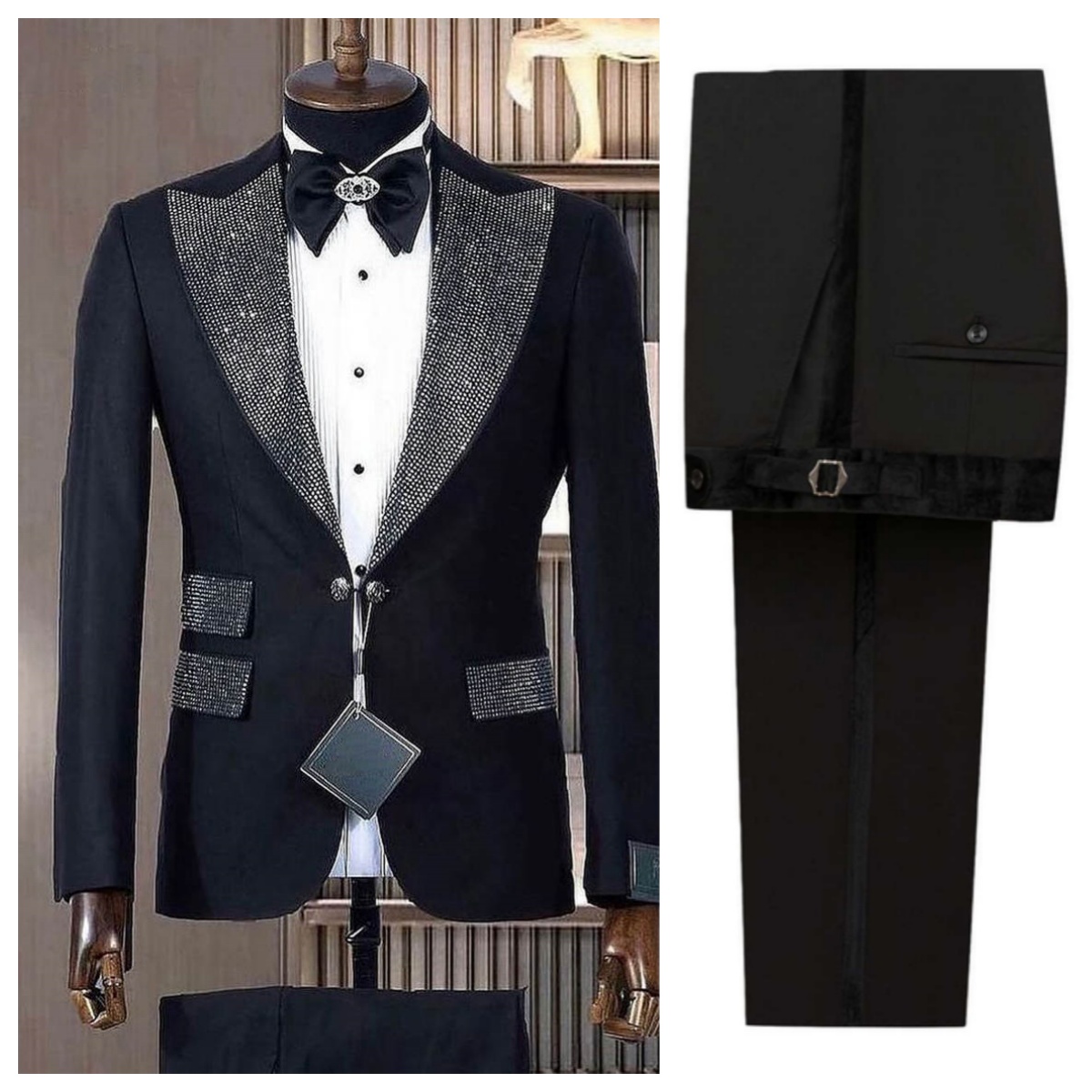 Formal Man Tuxedos Beaded 2 Pc - Men Formal Wear Modern 评论和价格